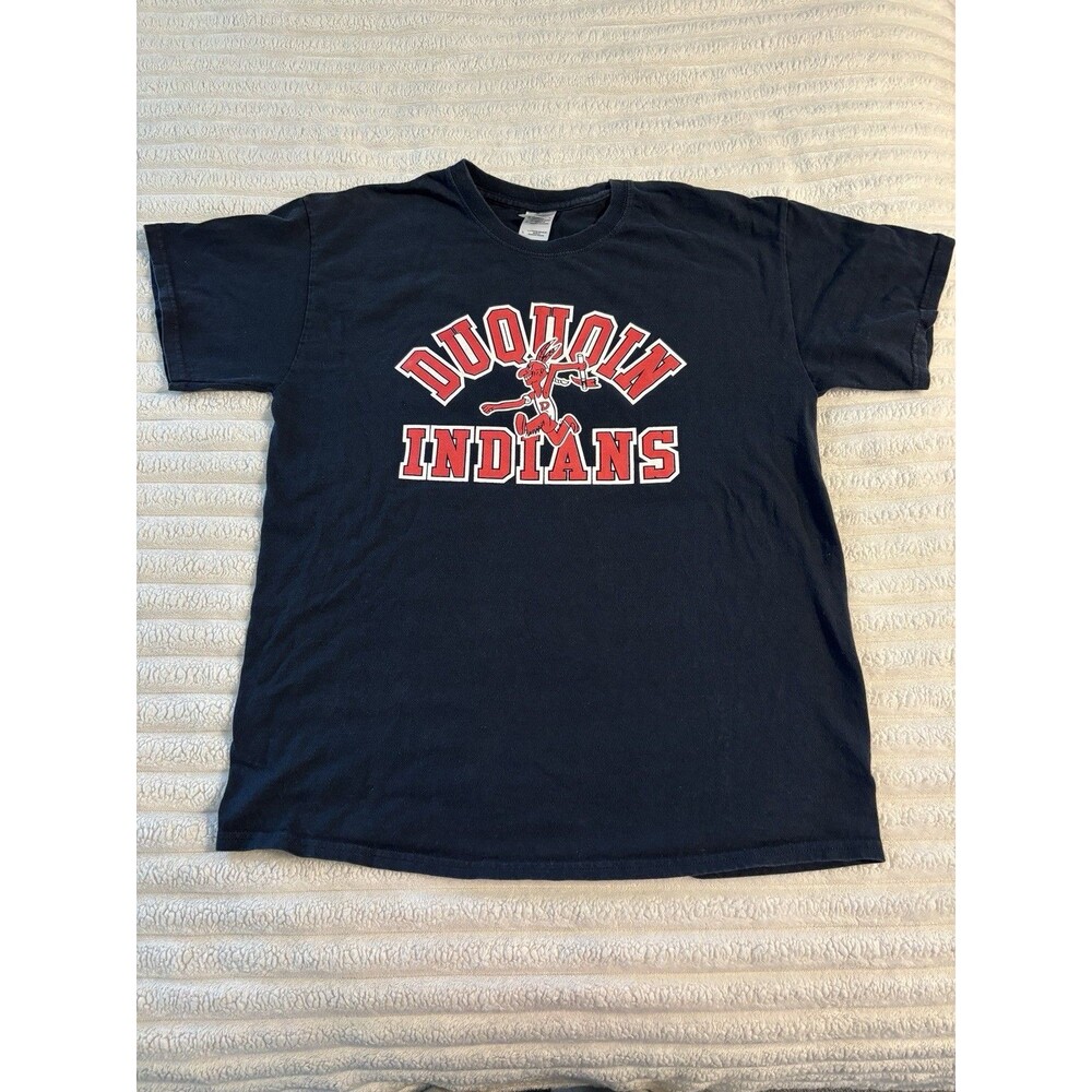 Vintage Y2K DuQuoin Indians Gildan T-Shirt Men’s Large Black Red School